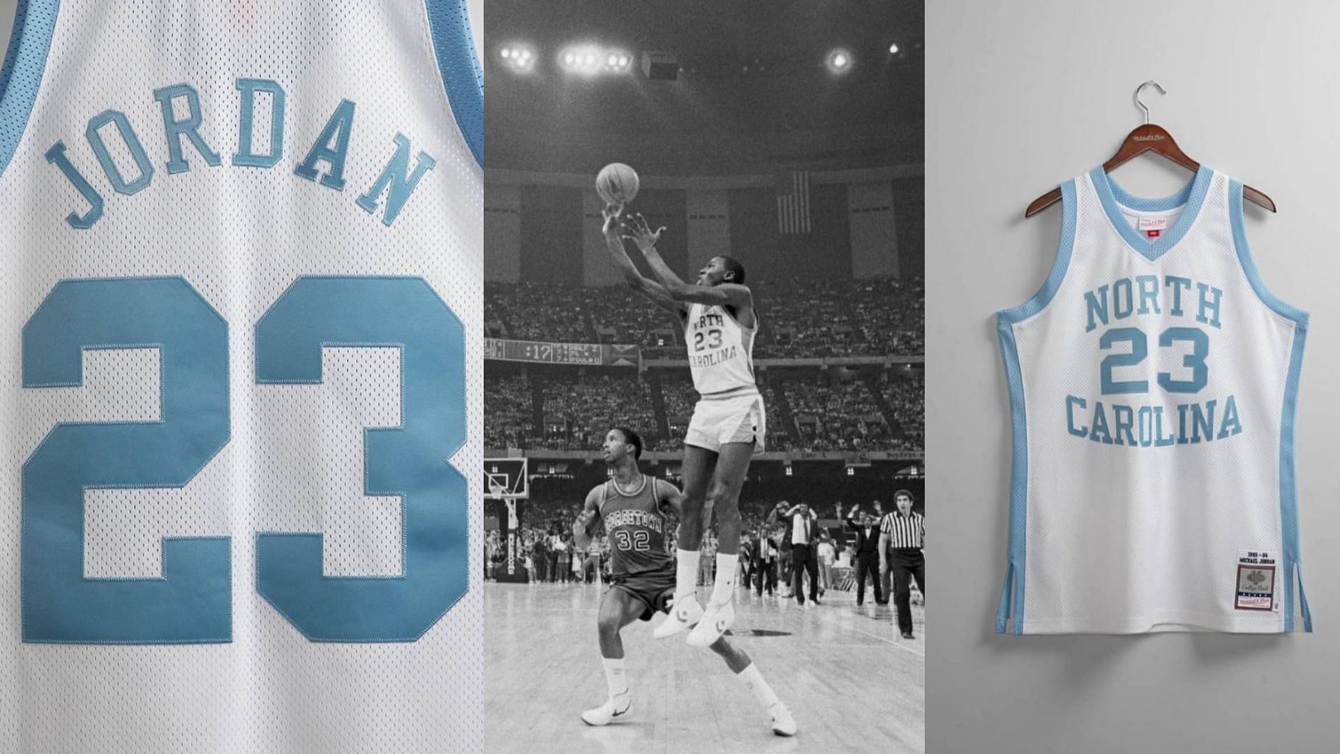 Michael Jordan&#039;s University of North Carolina 1983 historic jersey is recreated by Mitchell and Ness (Image via Sportskeeda)