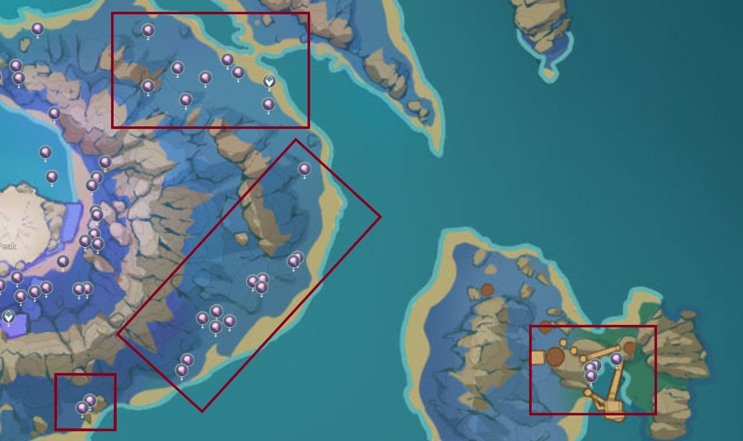 The east side of Amakumo Peak (Image via Genshin Impact Interactive Map)