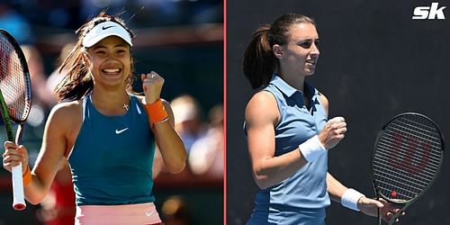 Emma Raducanu (L) and Petra Martic.