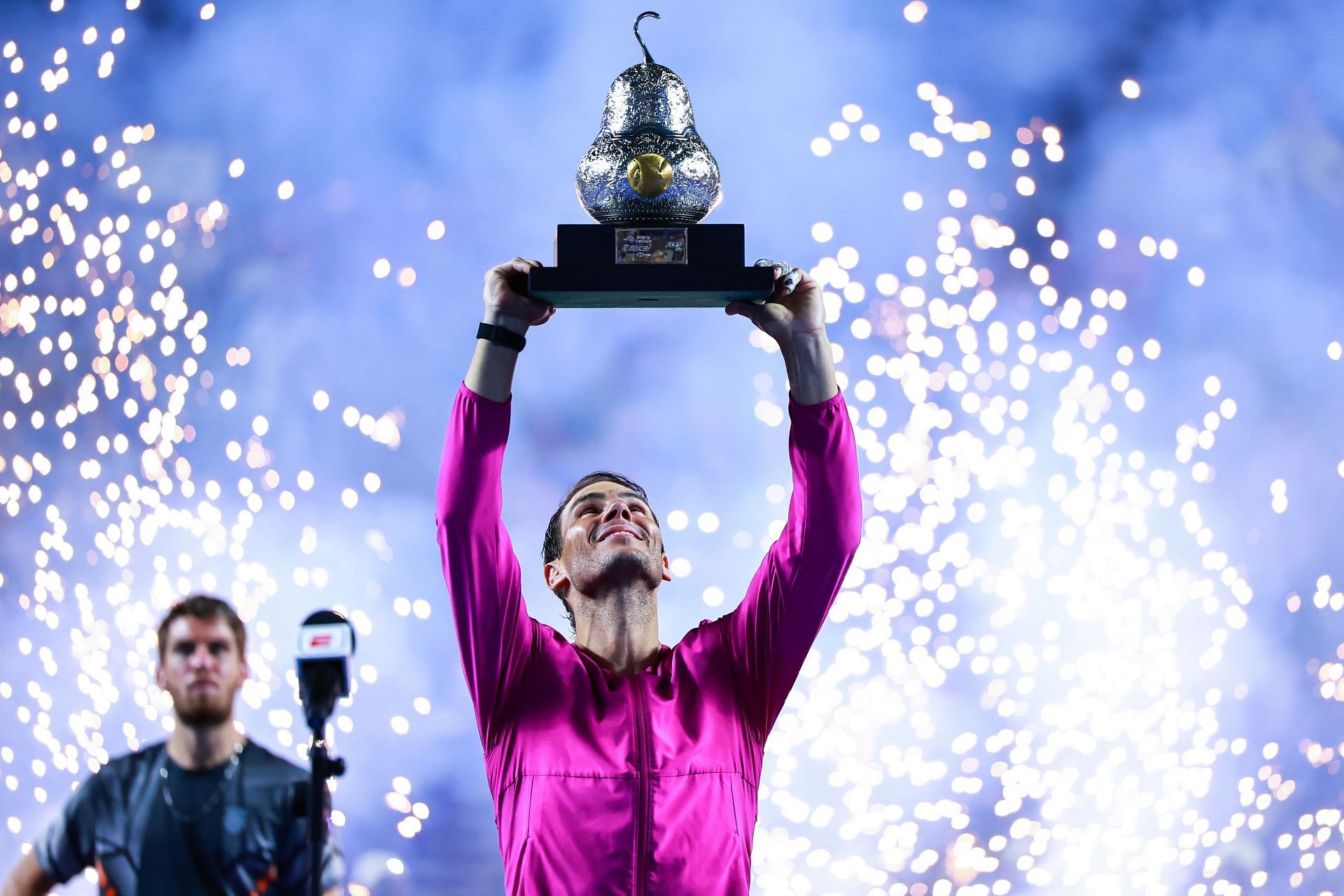 Nadal with Telcel ATP Mexican Open 2022 trophy.