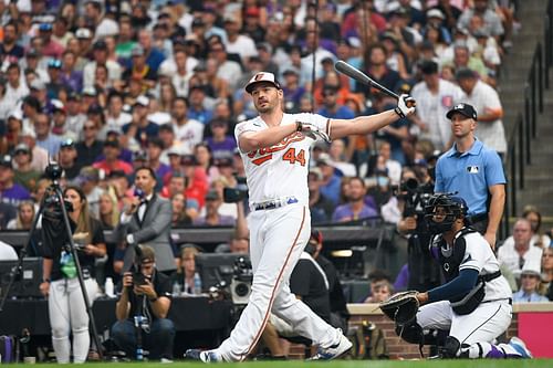 Trey Mancini during the 2021 T-Mobile Home Run Derby at Coors Field, Denver, Colorado