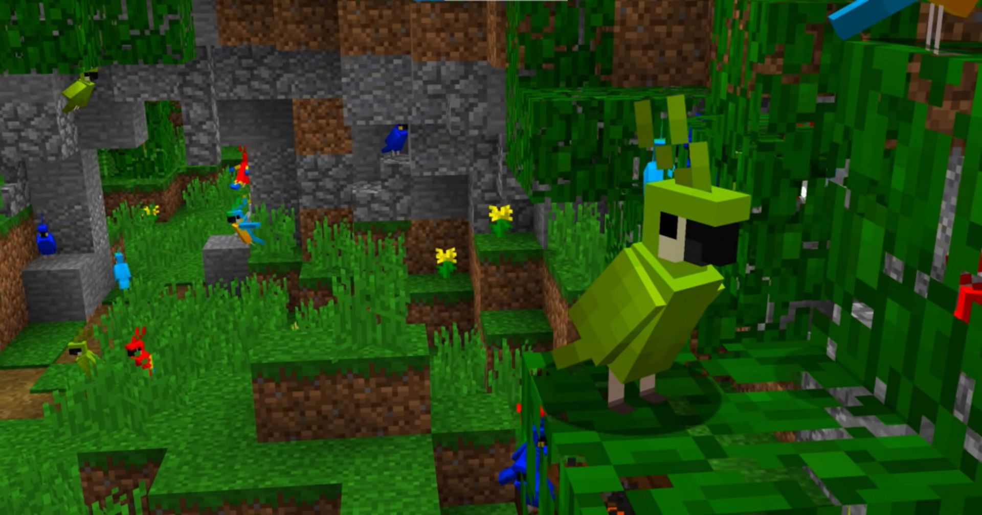 Parrots are capable of imitating the sounds of nearby mobs (Image via Mojang)