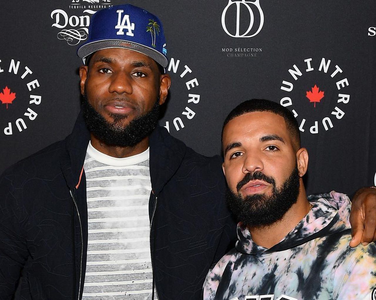 NBA superstar LeBron James (L) and rapper Drake (R). 