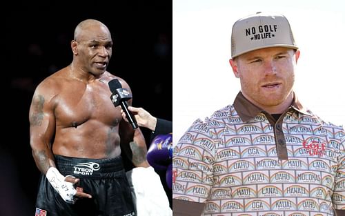 Mike Tyson (L) believes that Canelo Alvarez (R) is the best P4P boxer on the planet