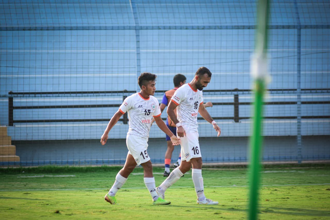 NEROCA FC players during their clash against Indian Arrows. (Image Courtesy: Twitter/NerocaFC)