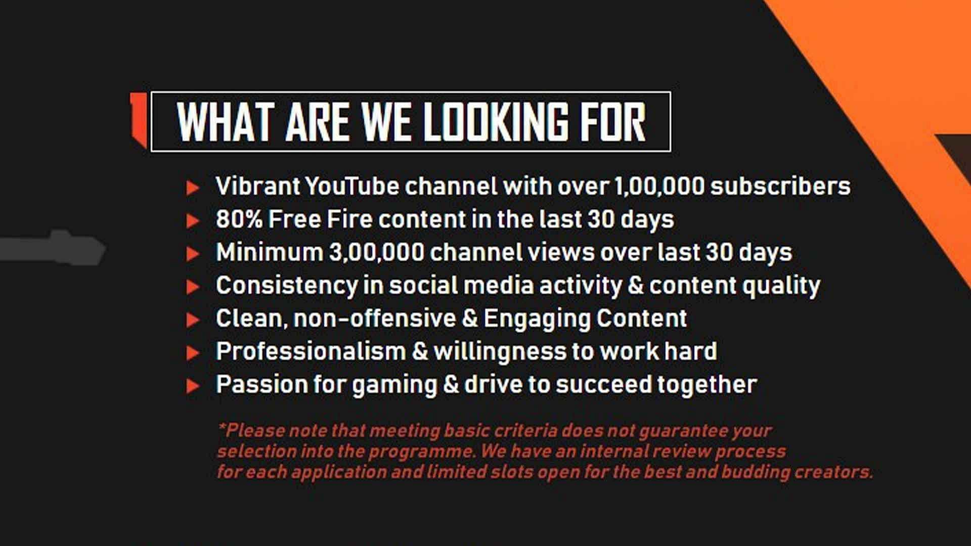 Influencers should go through these requirements (Image via Garena)