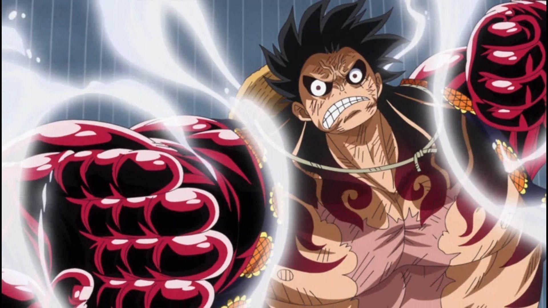 Luffy&#039;s Bounce-Man form as seen in the anime (Image via Toei Animation)