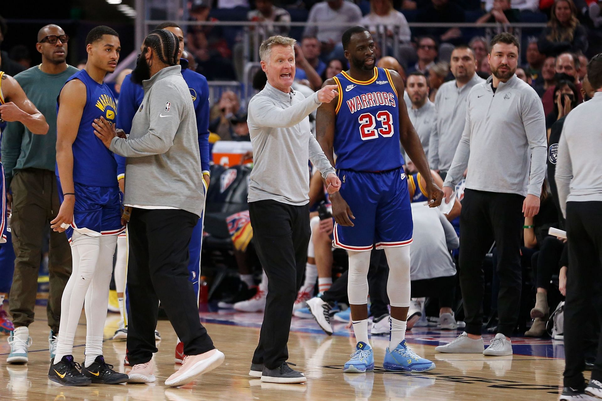 The Warriors in action against the Boston Celtics