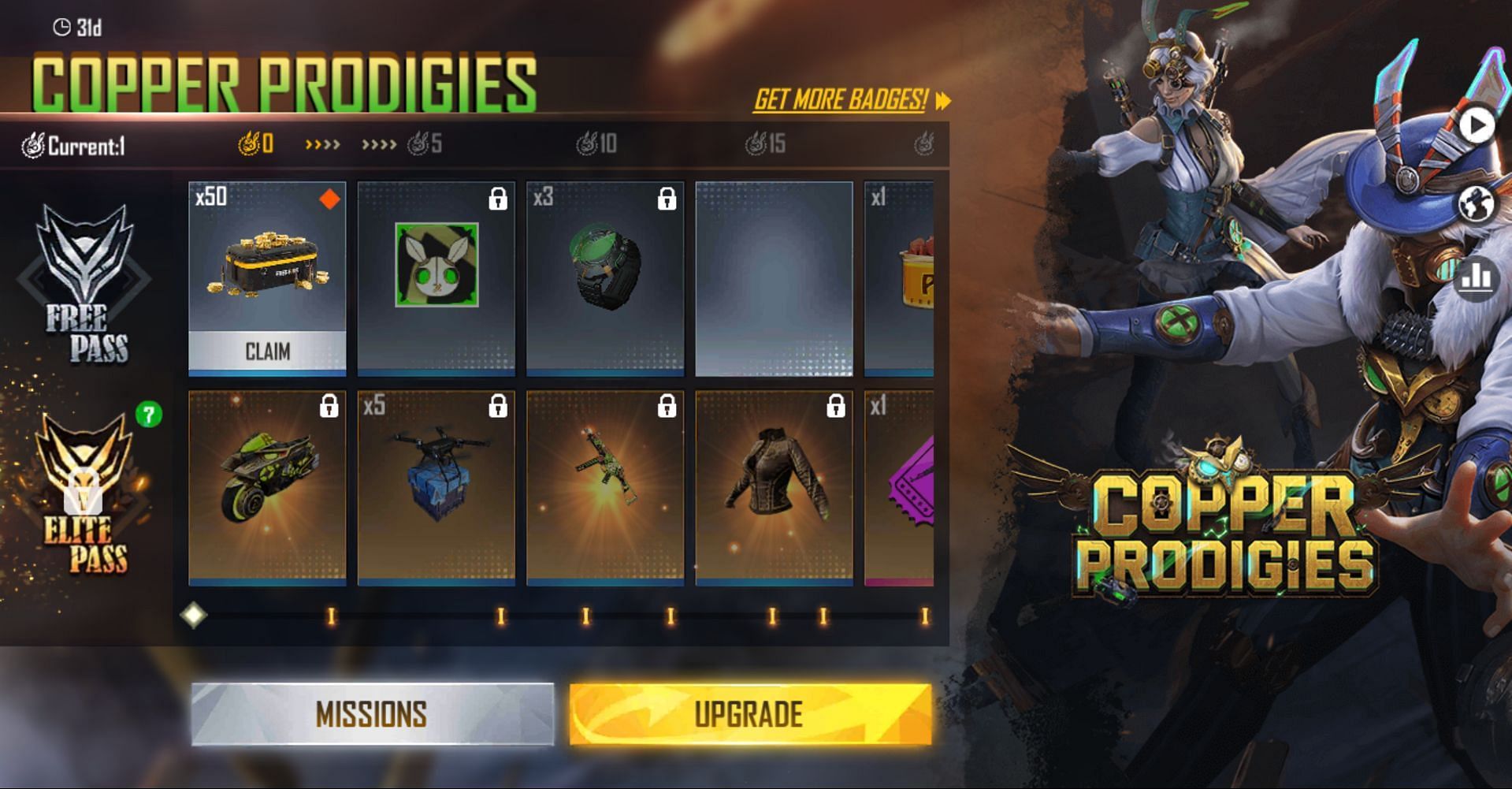 Click on the upgrade button (Image via Garena)