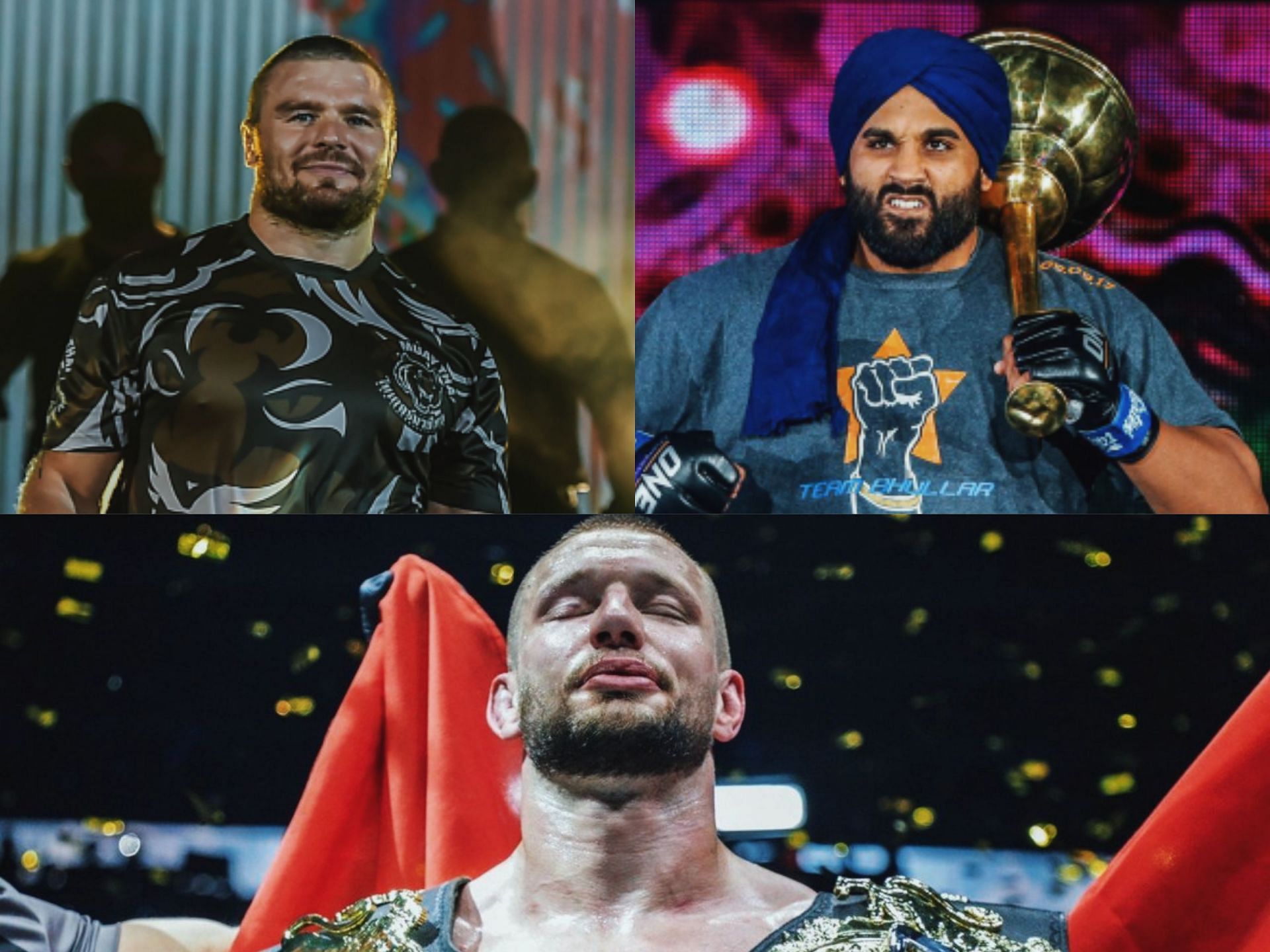 Enter caption Reinier de Ridder (bottom) makes his pick between Anatoly Malykhin (L) and Arjan Bhullar (R). [Photo: ONE Championship}