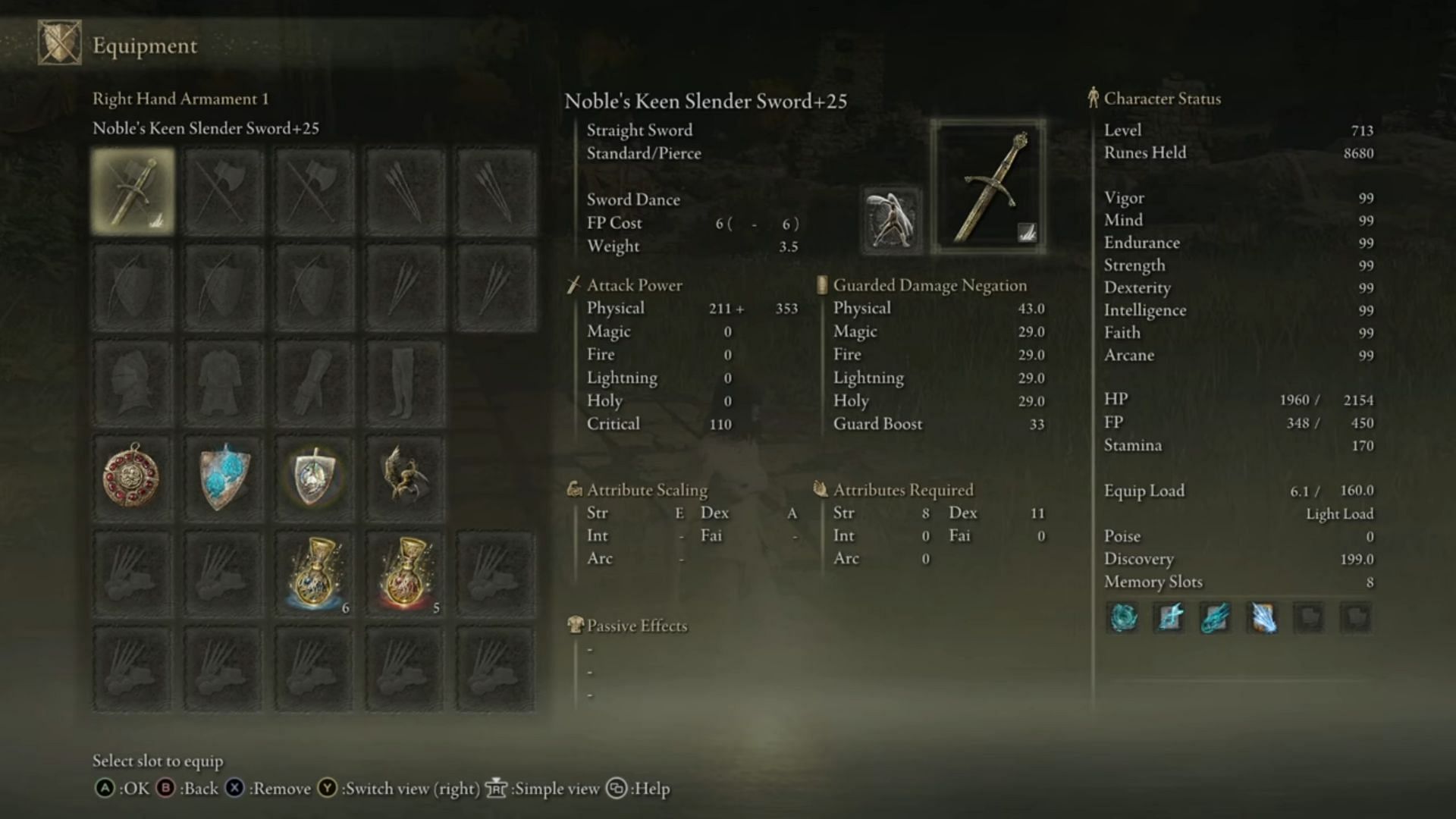 Noble&#039;s Slender Sword is a powerful weapon meant for dexterity builds (Image via YouTube/Eivor Gaming)