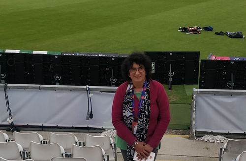 Ms Sharda Ugra at the Chester-le-Street Stadium, England during the 2019 Cricket World Cup. All images are credit Ms. Sharda Ugra.