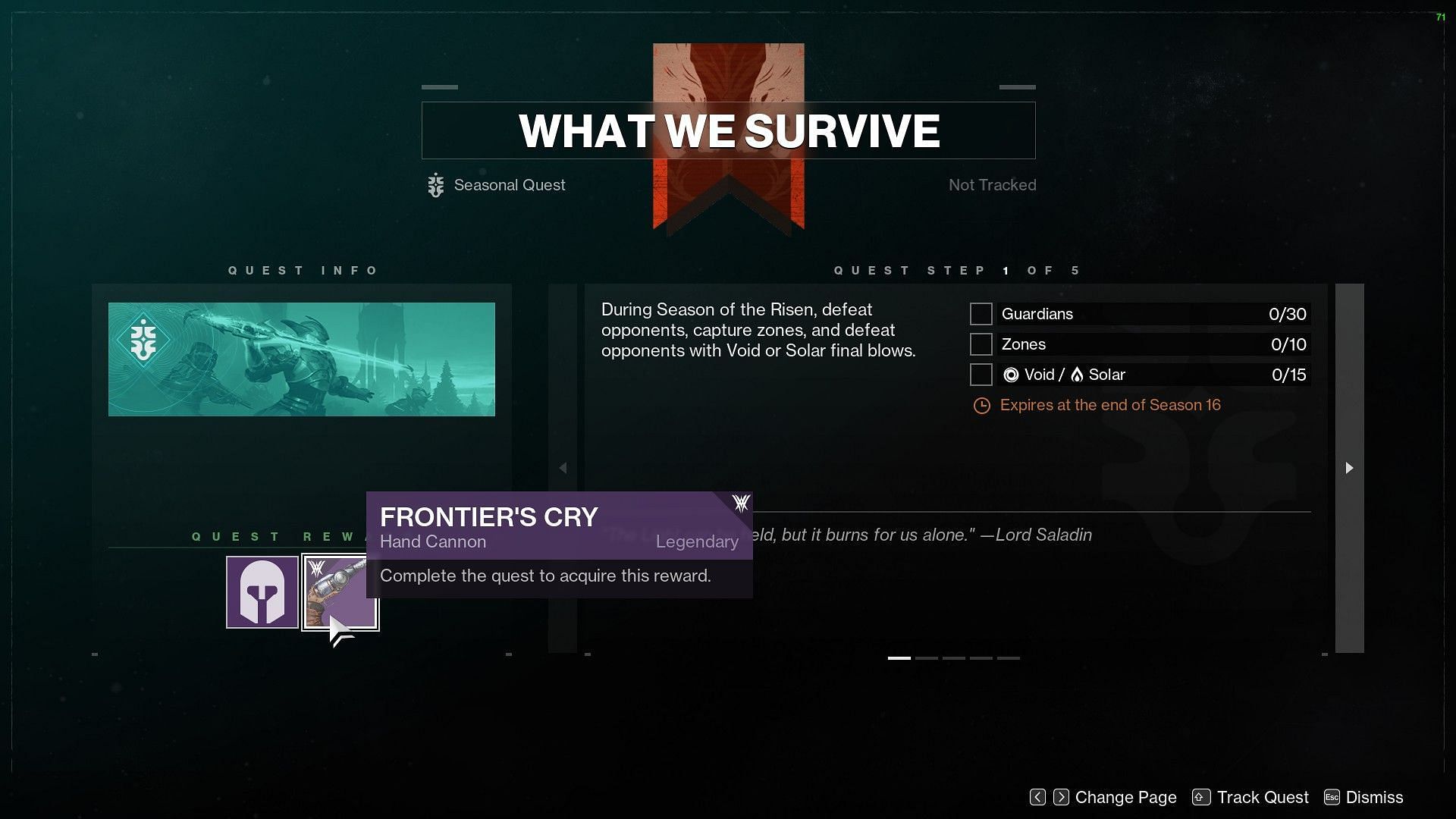 The first step in the What We Survive questline (Image via Destiny 2)