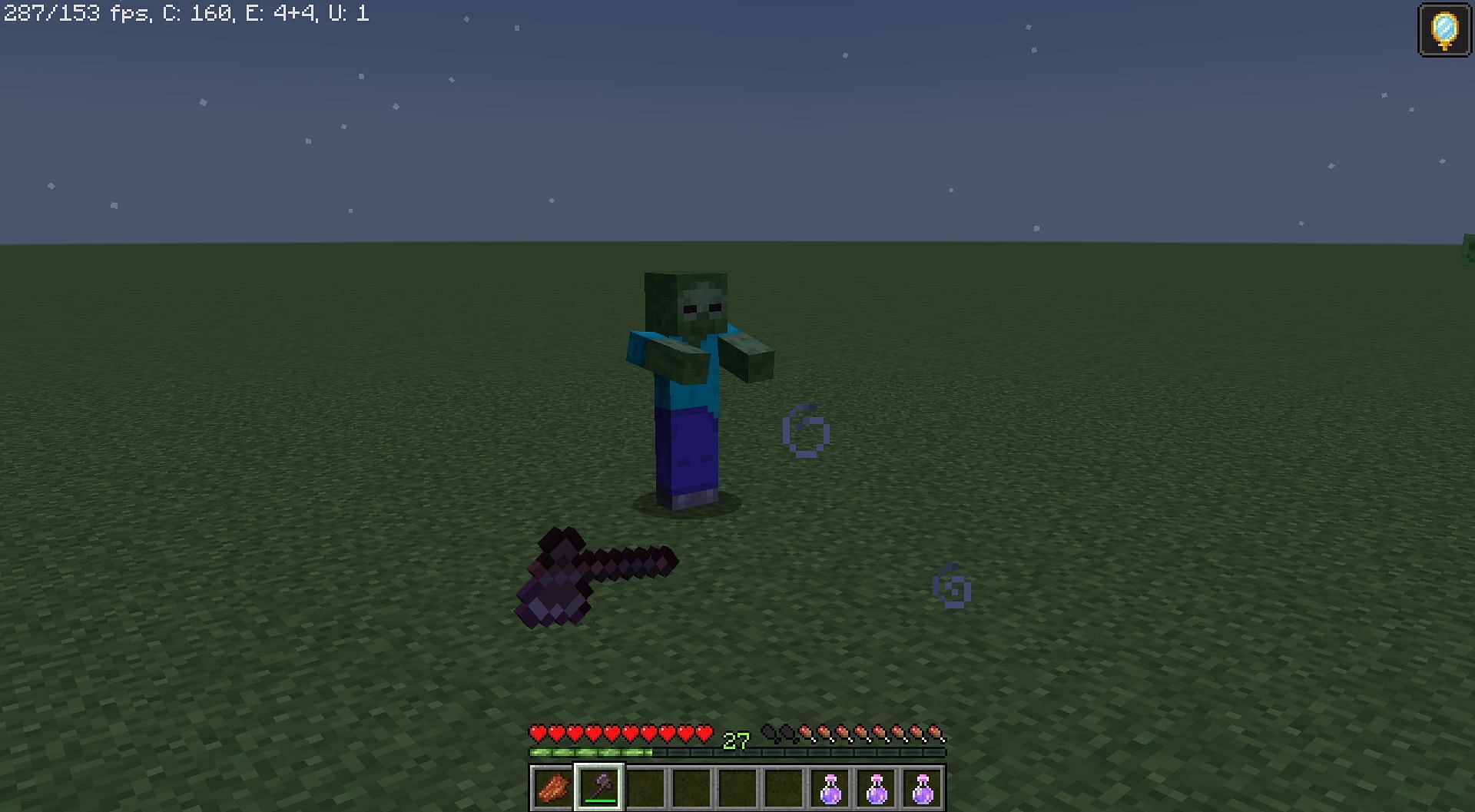 Zombie unable to see the player if no armor is worn (Image via Minecraft)