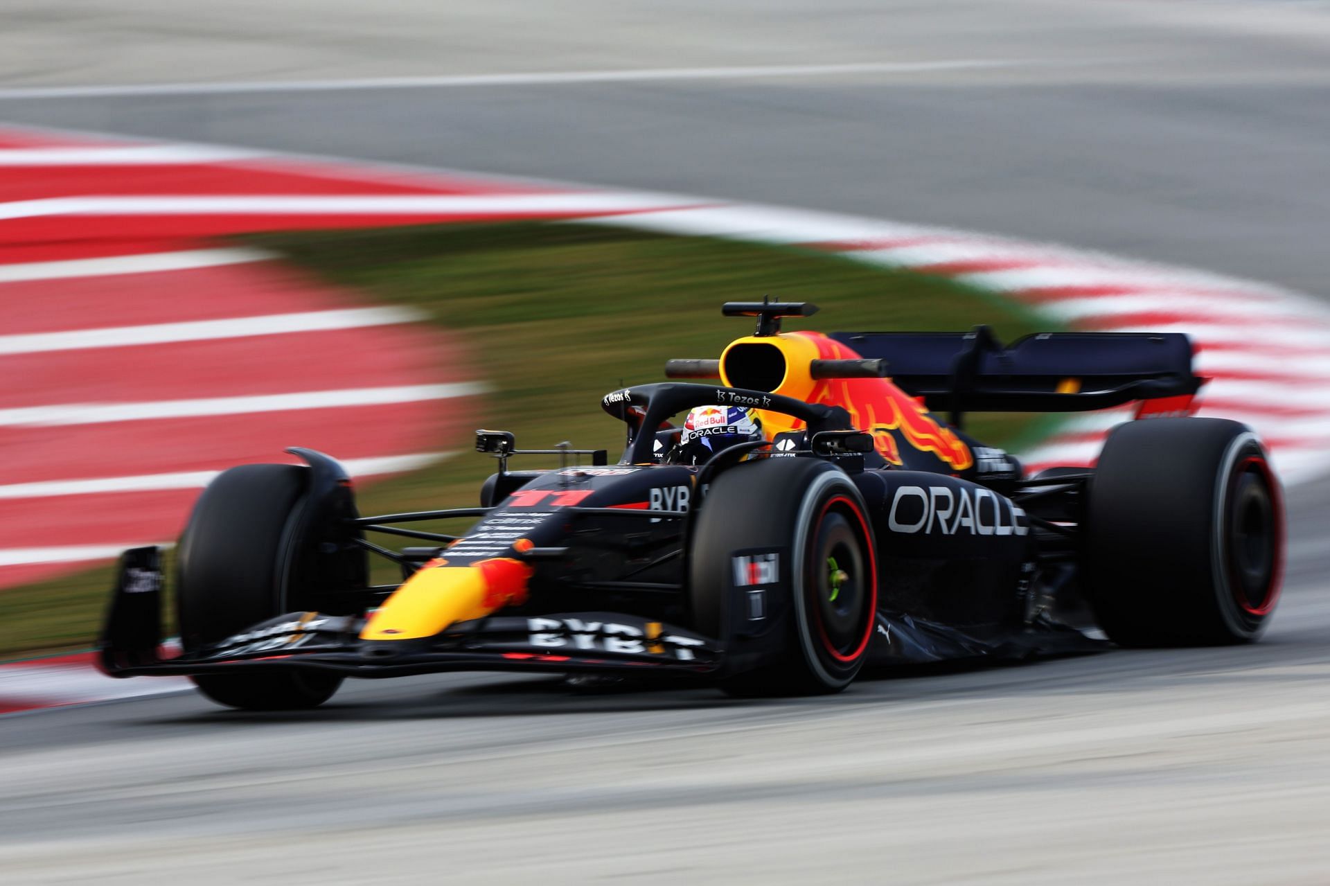 Sergio Perez testing the RB18 at Barcelona late last month