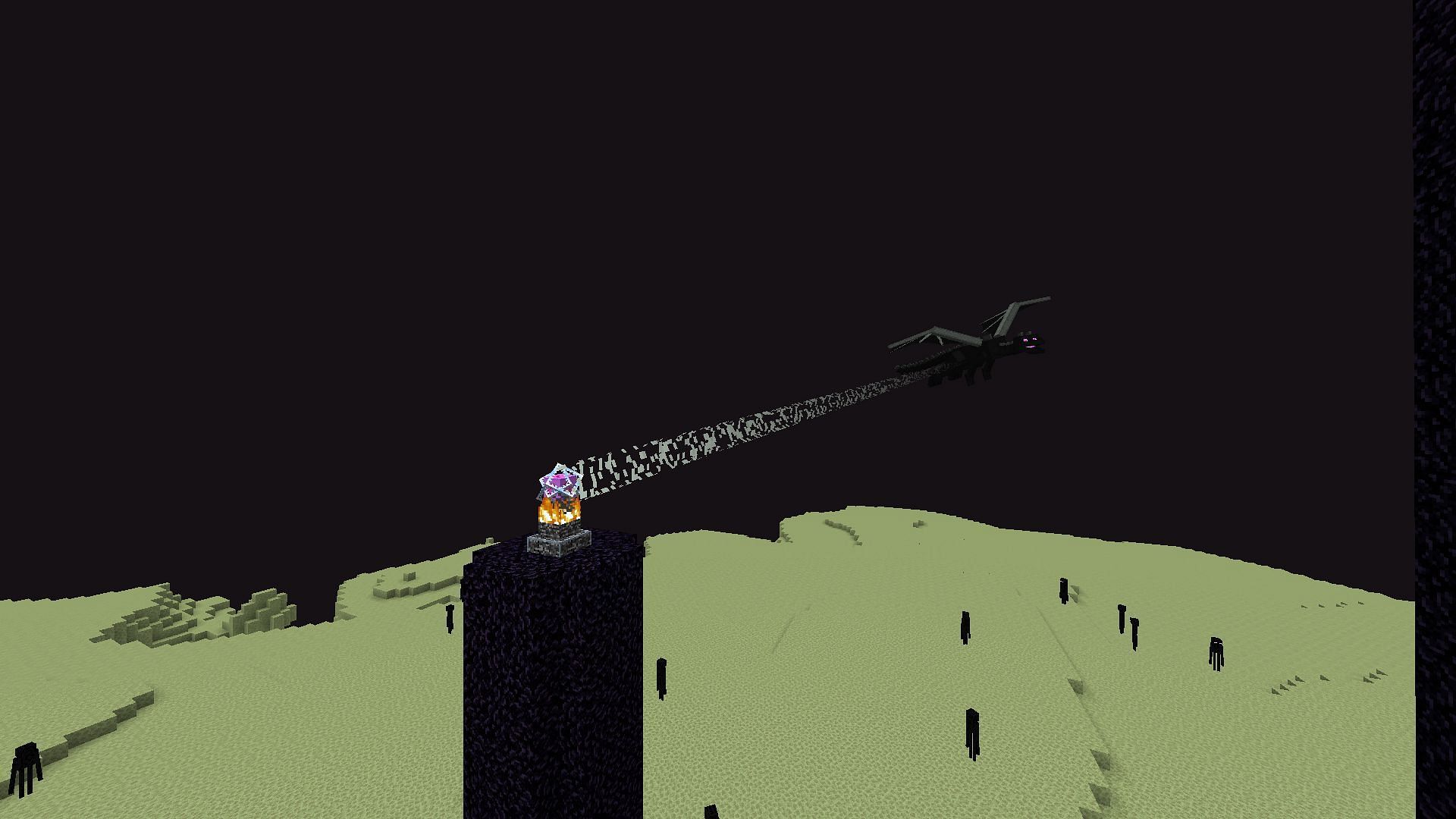 Ender Dragon heals with End Crystals (Image via Minecraft)