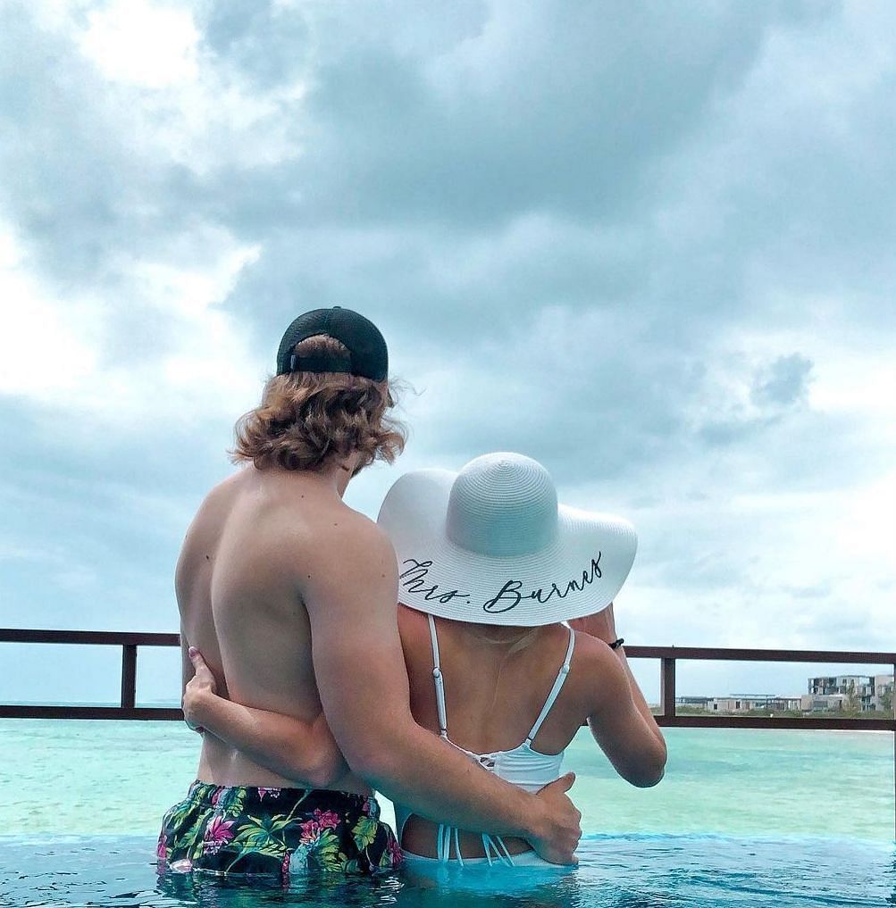 Burnes with wife Brooke Burnes on their honeymoon in Mexico