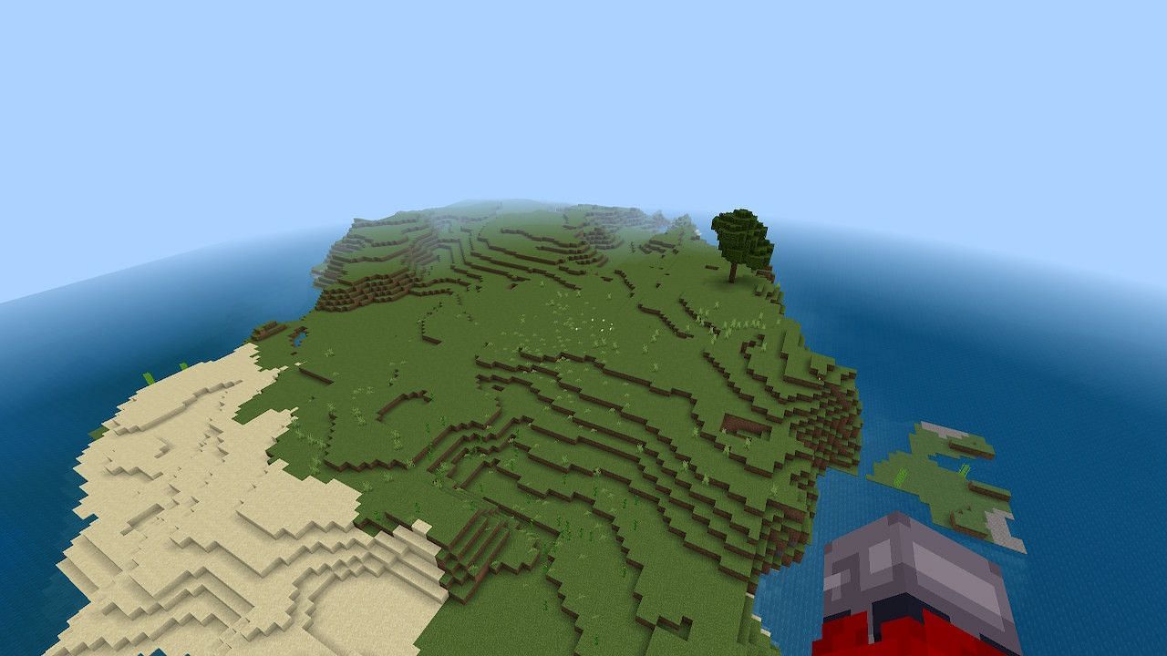 This secluded island gives players plenty of room to build in private and make some great bases (Image via Minecraft)