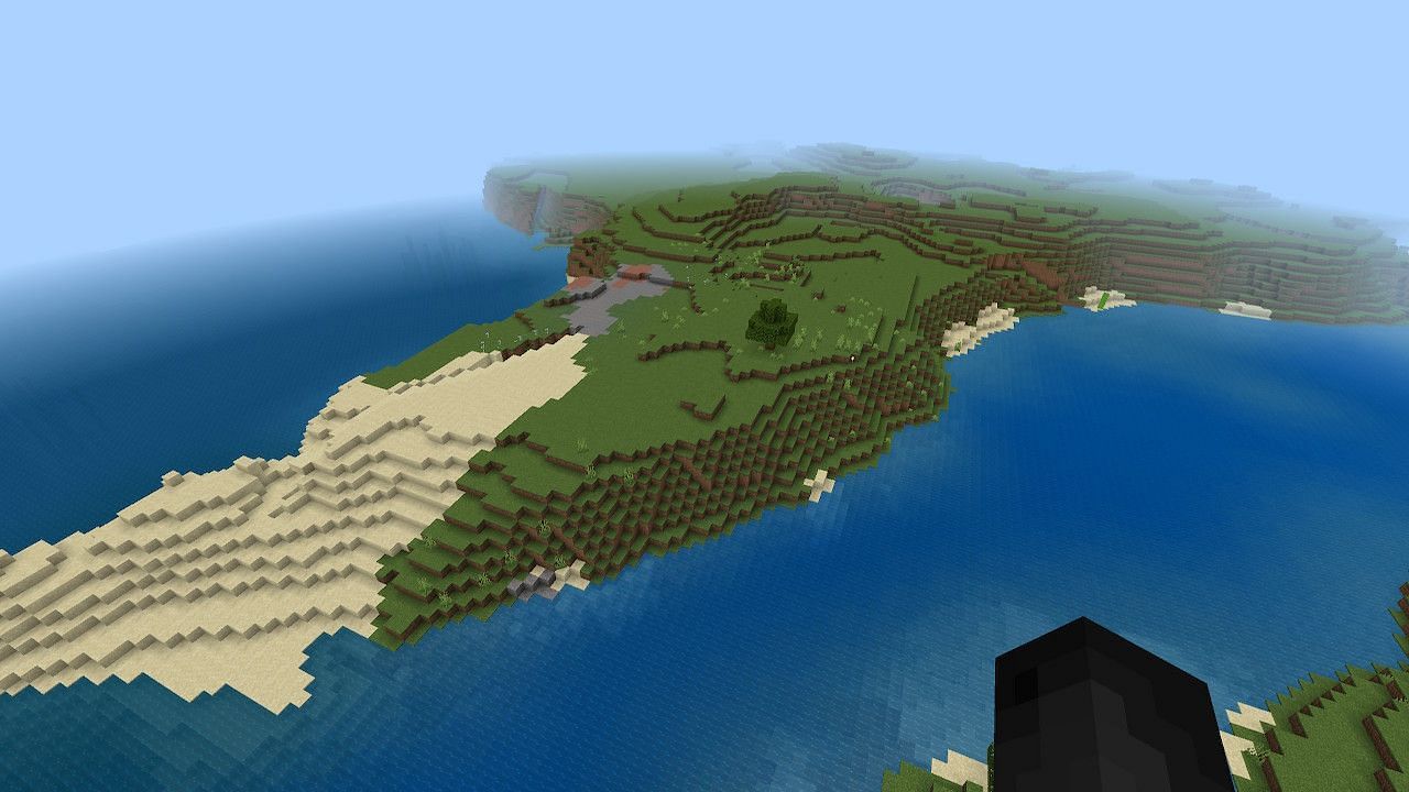 This survival island is a great place for players to start a retreat or island base (Image via Minecraft)
