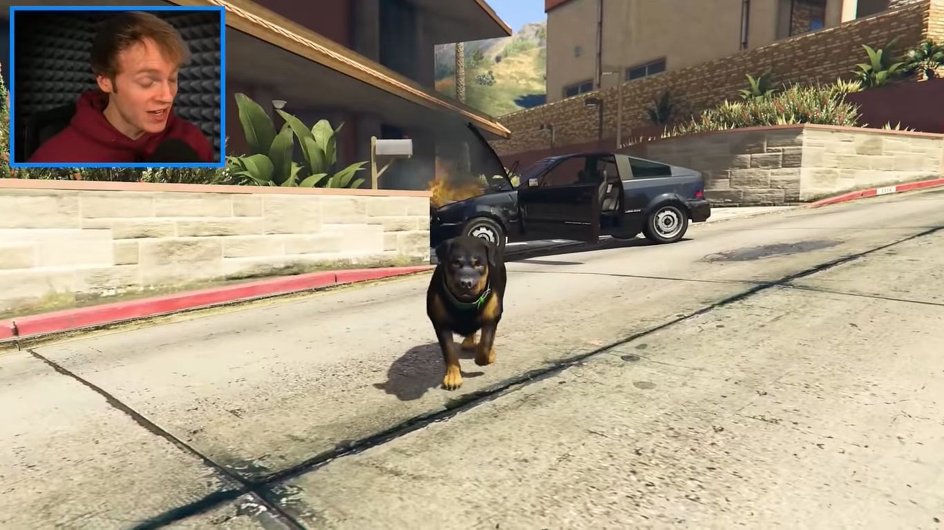 The car that took Franklin in GTA 5 is destroyed (Image via YouTube/@Nought)