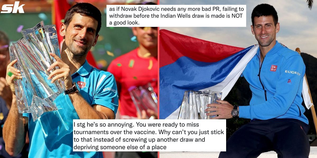Tennis fans on Twitter were not happy that Novak Djokovic has refused to withdraw from Indian Wells