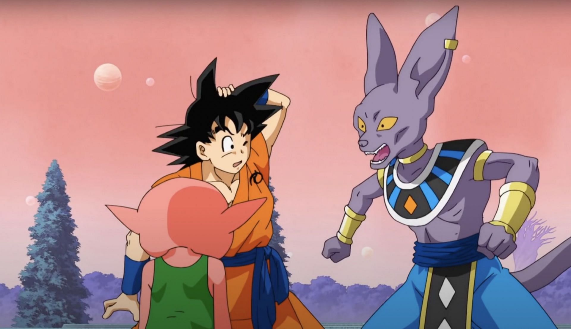 Beerus just hit Goku on the head (Image via Toei Animation)