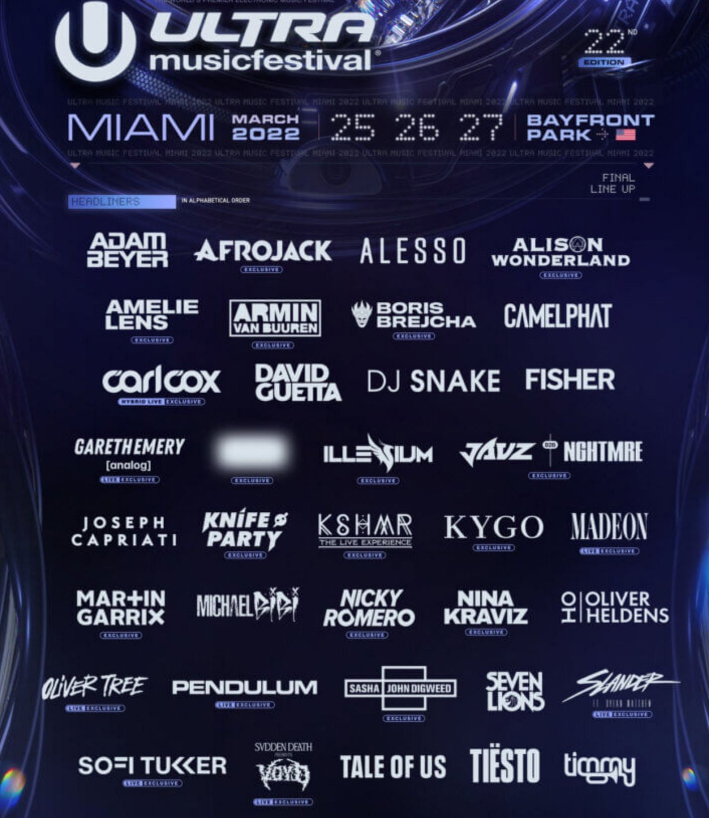 The Ultra 2022 Miami headliners include Alison Wonderland, Illenium, and Carl Cox among others (Image via Ultra Music Festival)