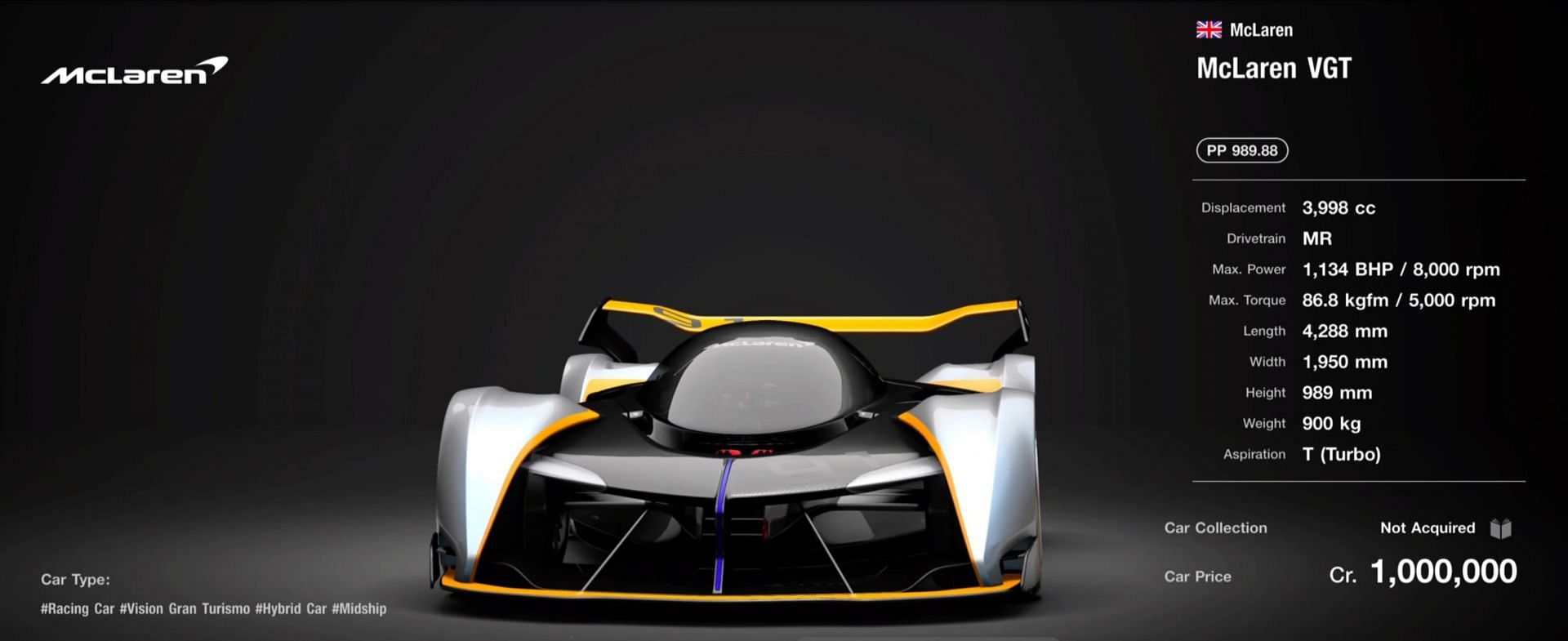 McLaren may only have one entry on the list, but it&#039;s a worthwhile one in terms of sheer power (Image via Sony)
