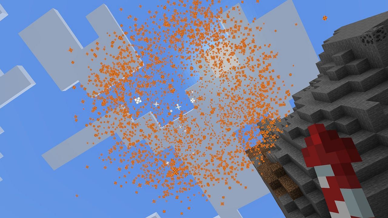 Once the firework detonates it will release a big shower of colorful stars (Image via Minecraft)