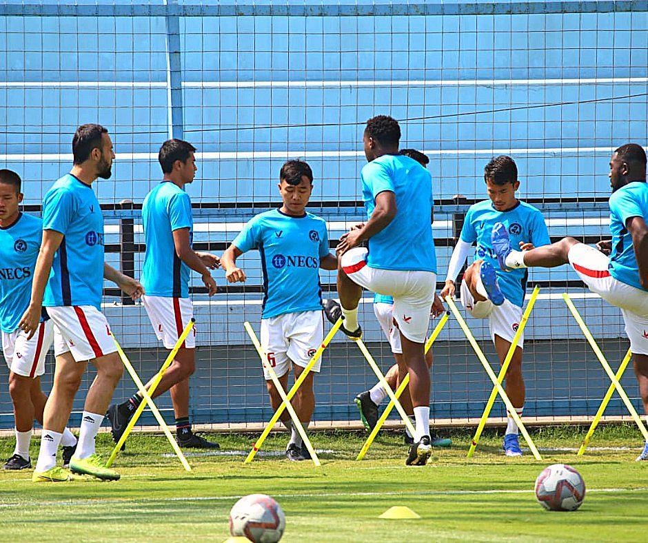 Aizawl FC train ahead of their upcoming I-League fixture against Indian Arrows - PC: I-League Twitter