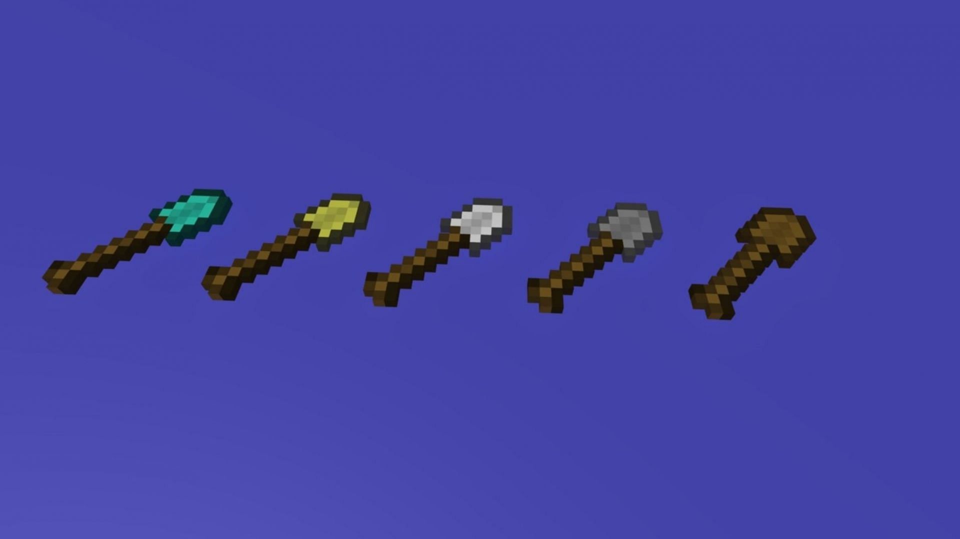 Assorted shovels of different materials (Image via Turbosquid)