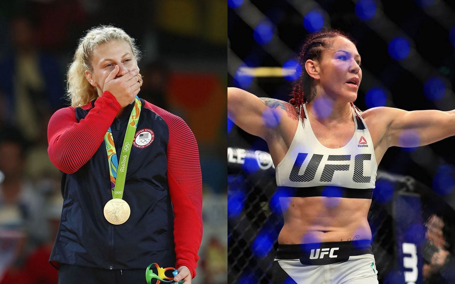 Kayla Harrison (left) discusses the Cris Cyborg (right) fight not coming to fruition