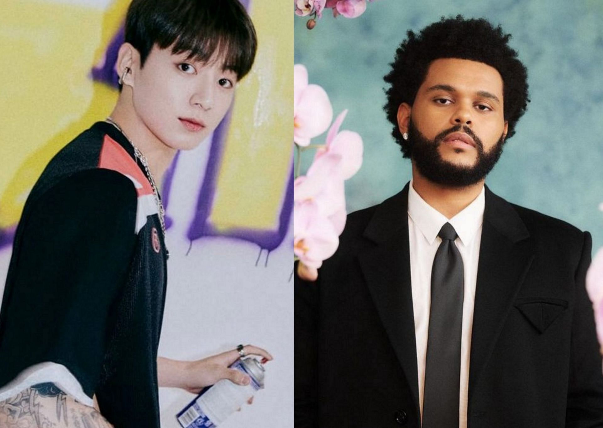 K-pop idol Jungkook (left) and American singer The Weeknd (right) (Image via Instagram/@theweeknd/@jungkook_bighitentertainment)