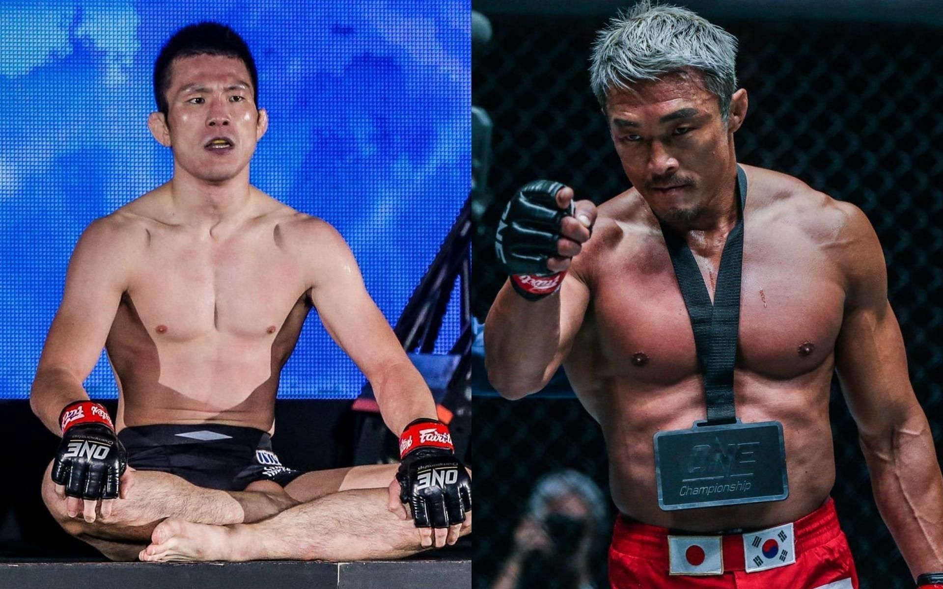 ONE Championship MMA legends Shinya Aoki (left) and Yoshihiro Akiyama (right) will face off at ONE Championship: X. (Image courtesy of ONE Championship Japan&#039;s Twitter)