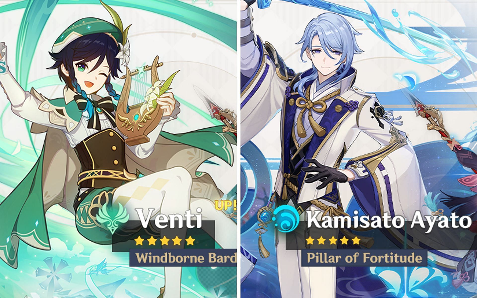 Official banner photos of Venti and Ayato (Image via HoYoverse)