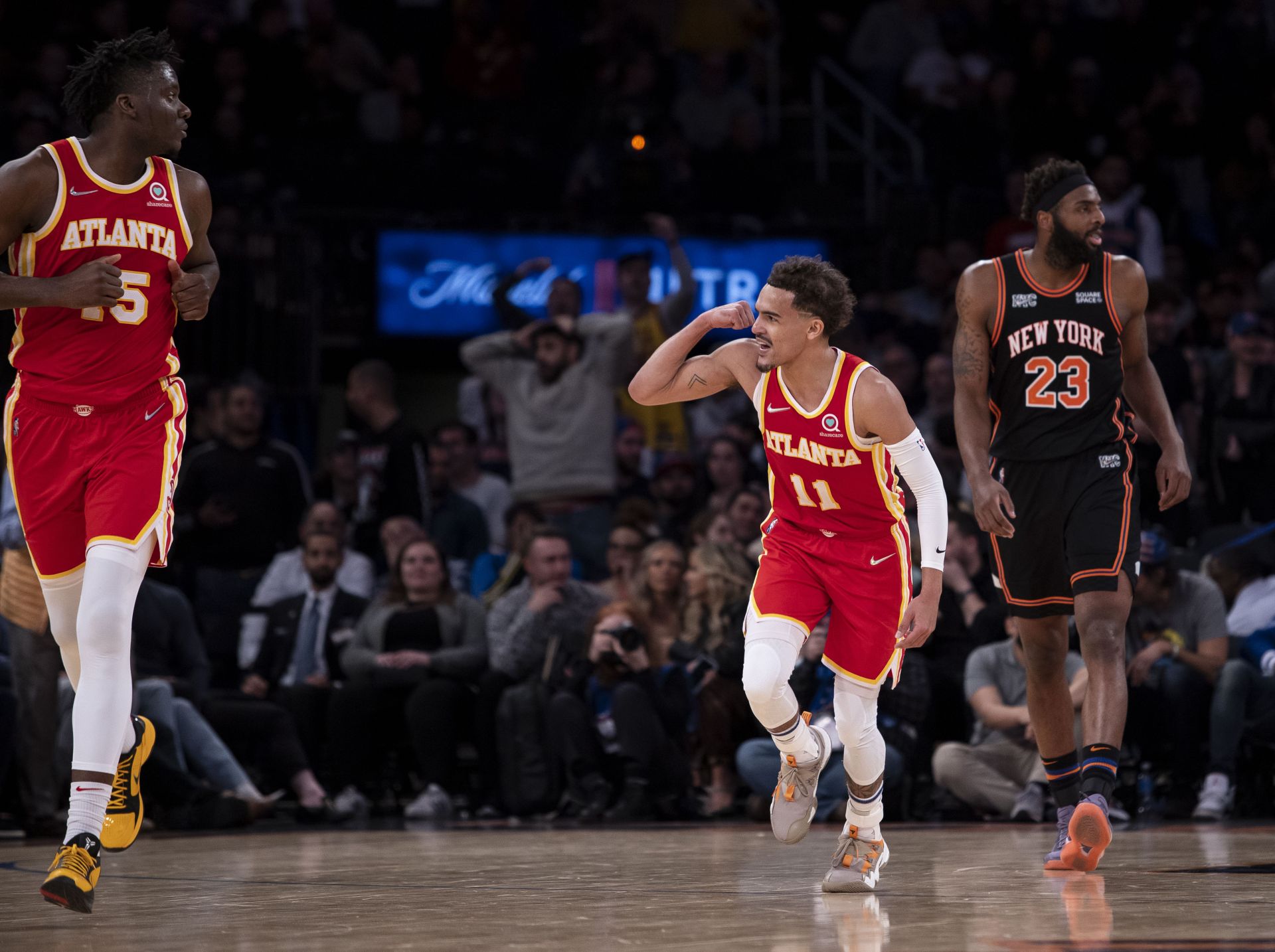 Trae Young converted seven three-pointers in his recent 45-point game at Madison Square Garden