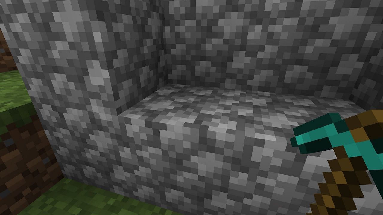 Players should first mine cobblestone to craft a furnace (Image via Minecraft)