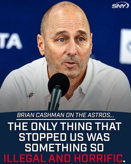 FOX Sports: MLB on X: Yankees GM Brian Cashman is still bitter about the Astros  cheating scandal in 2017.  / X