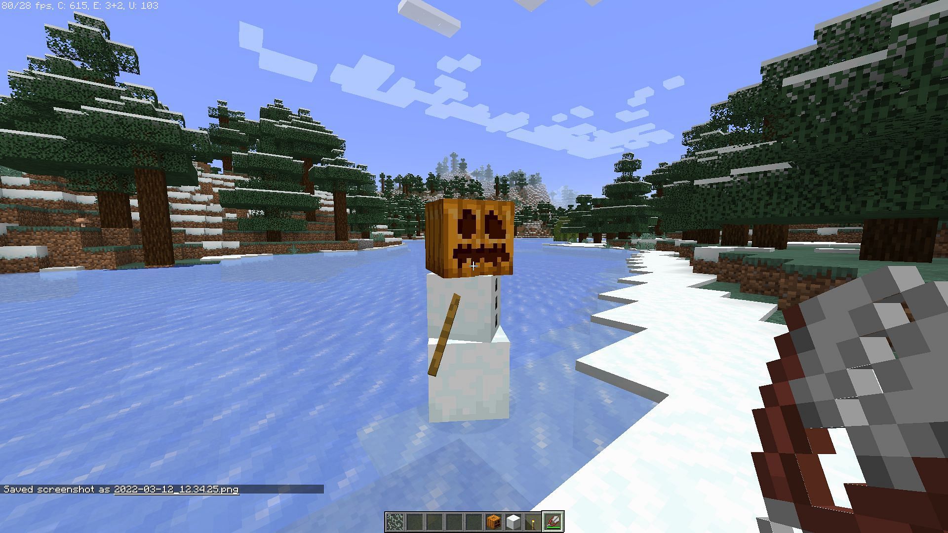 Carved pumpkin on the snow golem (Image via Mojang)