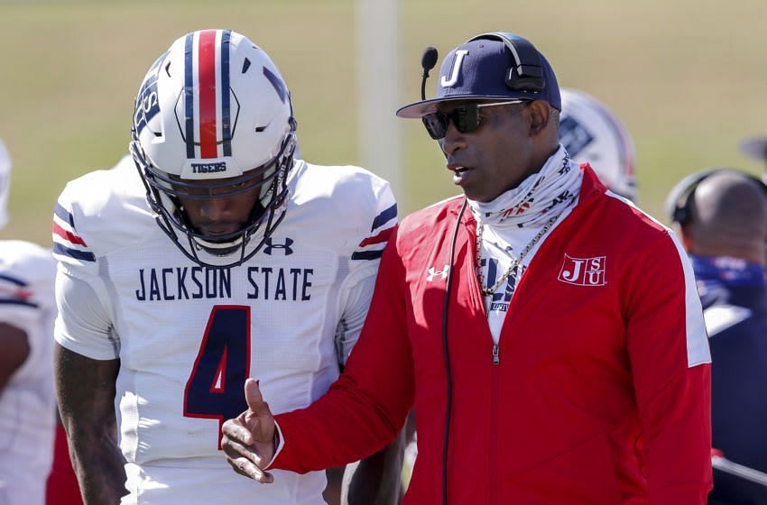 Jackson State cornerback Al Young and Deion Sanders | Photo by Don Juan Moore/Getty Images