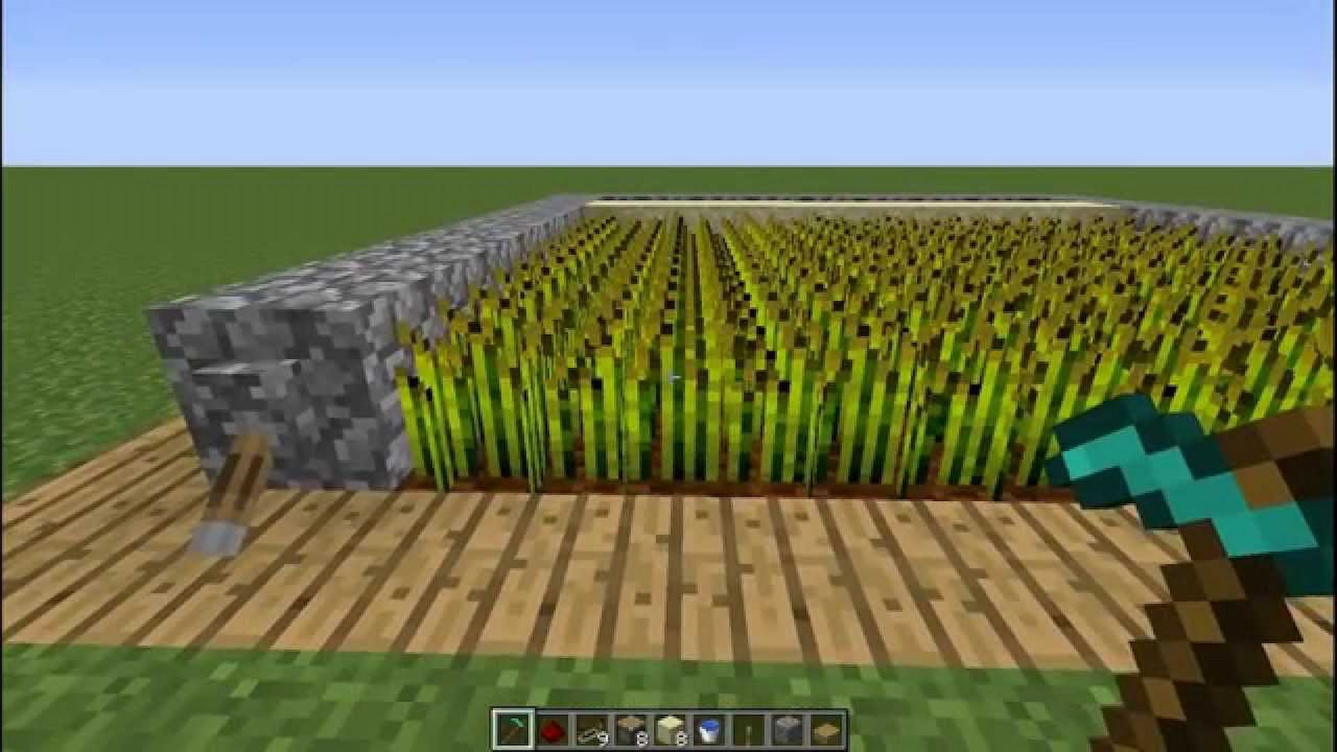 Players can create many different types of farm in to be able to harvest almost any item (Image via Champwan/YouTube)