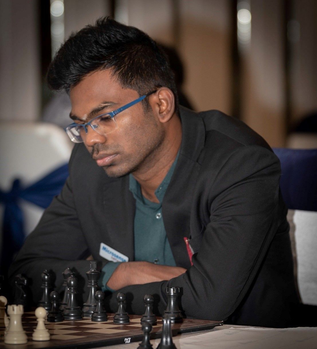 SP Sethuraman beat Pavel Ponkratov of Russia (6) in the ninth round in New Delhi on Monday. (Pic credit: AICF)