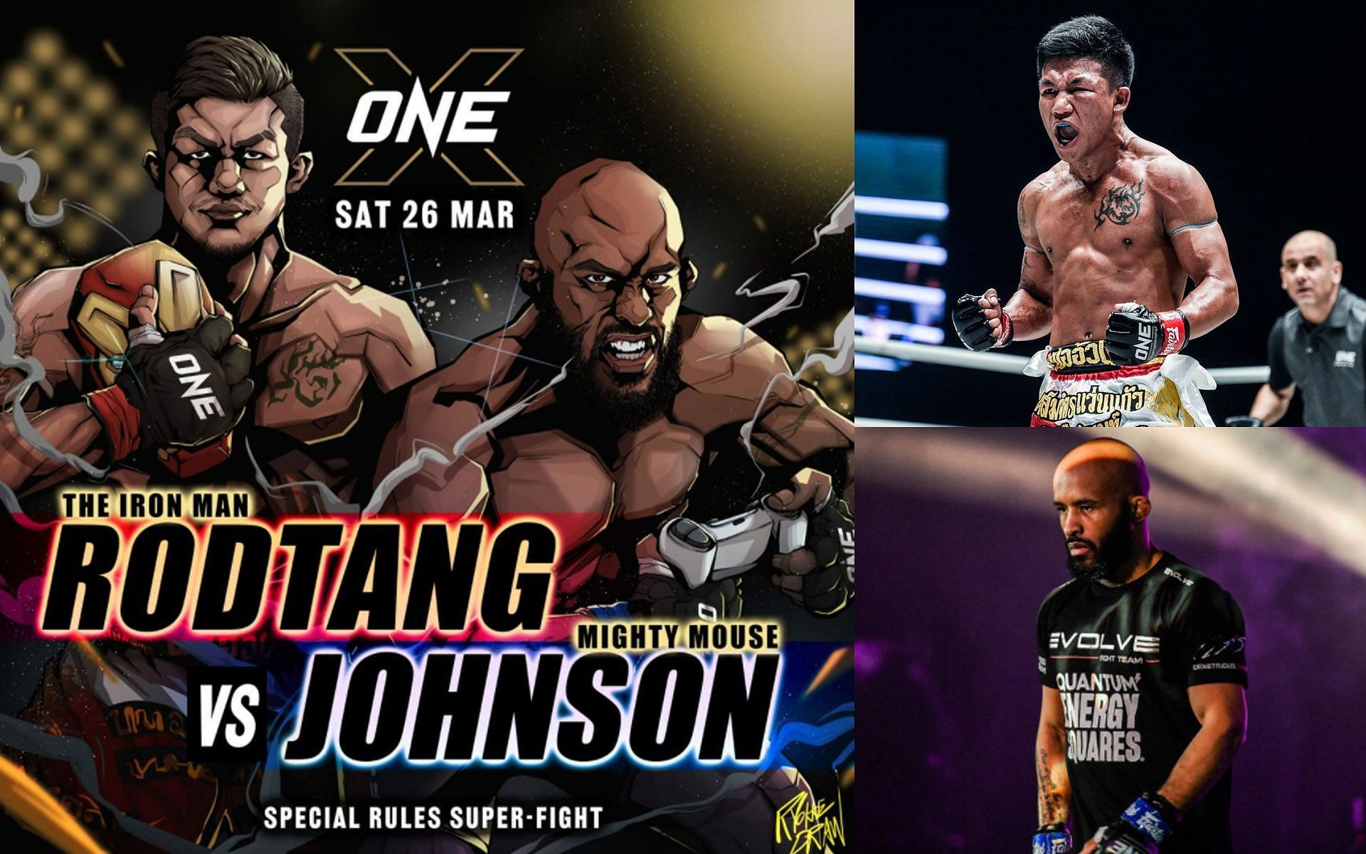 Rodtang Jitmuangnon (R,Top) and Demetrious Johnson (R, Bottom) are transformed to anime characters. | [Photos: ONE Championship]