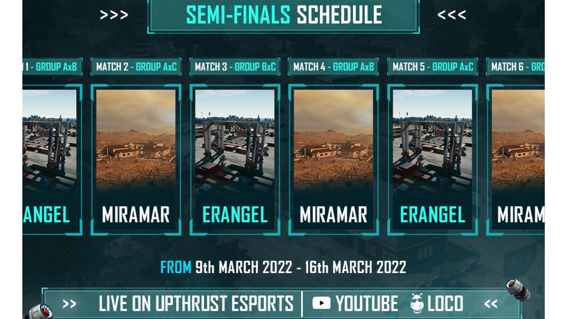 Upthrust Esports India Rising Semi-finals schedule (Image via Upthrust Esports)