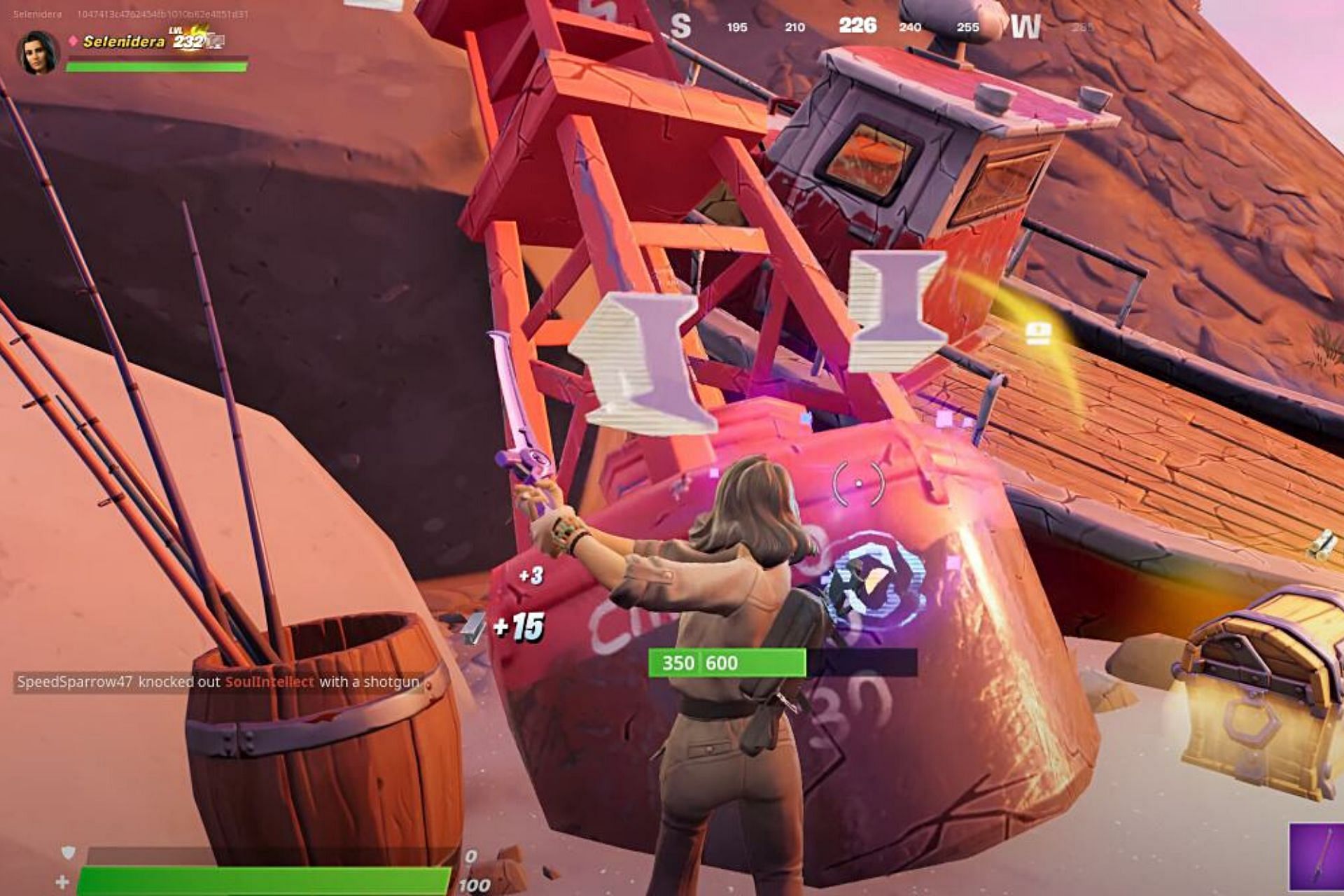 Find and gather metal at Wreck Ravine, Windbreakers or Rustaway Shores in Fortnite Chapter 3 Season 1 to earn more Battle Pass XP (Image via YouTube/ Selenidra)