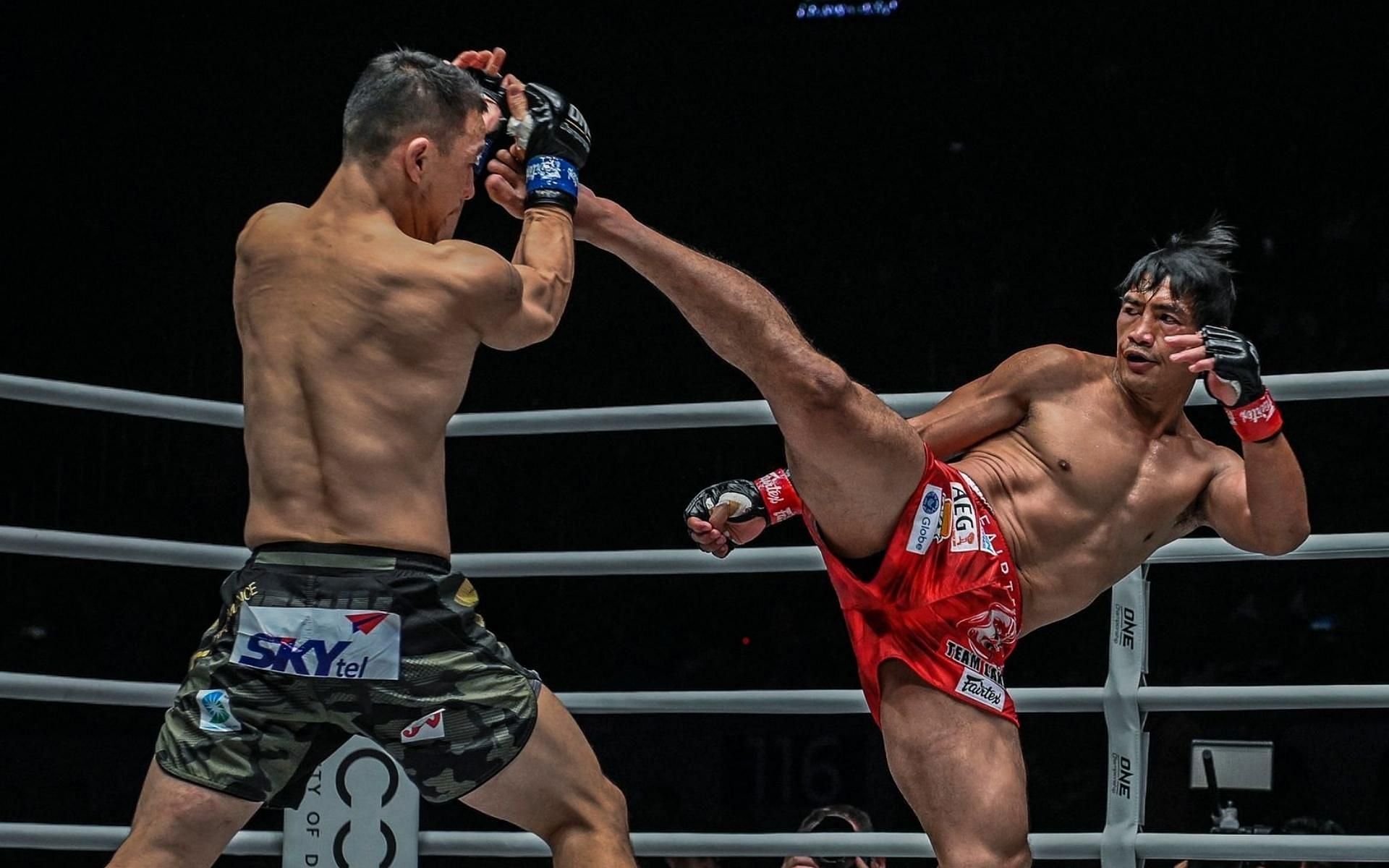 Former ONE lightweight champ Eduard Folayang (right) will fight his first Muay Thai contest at ONE X. (Image courtesy of ONE Championship)