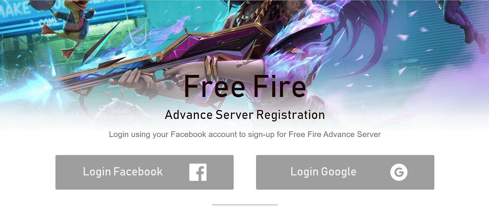 There are two sign-up/sign-in options for Advance Server (Image via Garena)