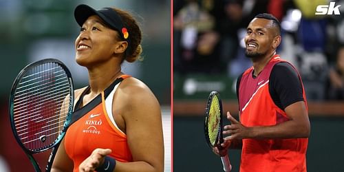 Naomi Osaka (L) and Nick Kyrgios at the 2022 Indian Wells Open