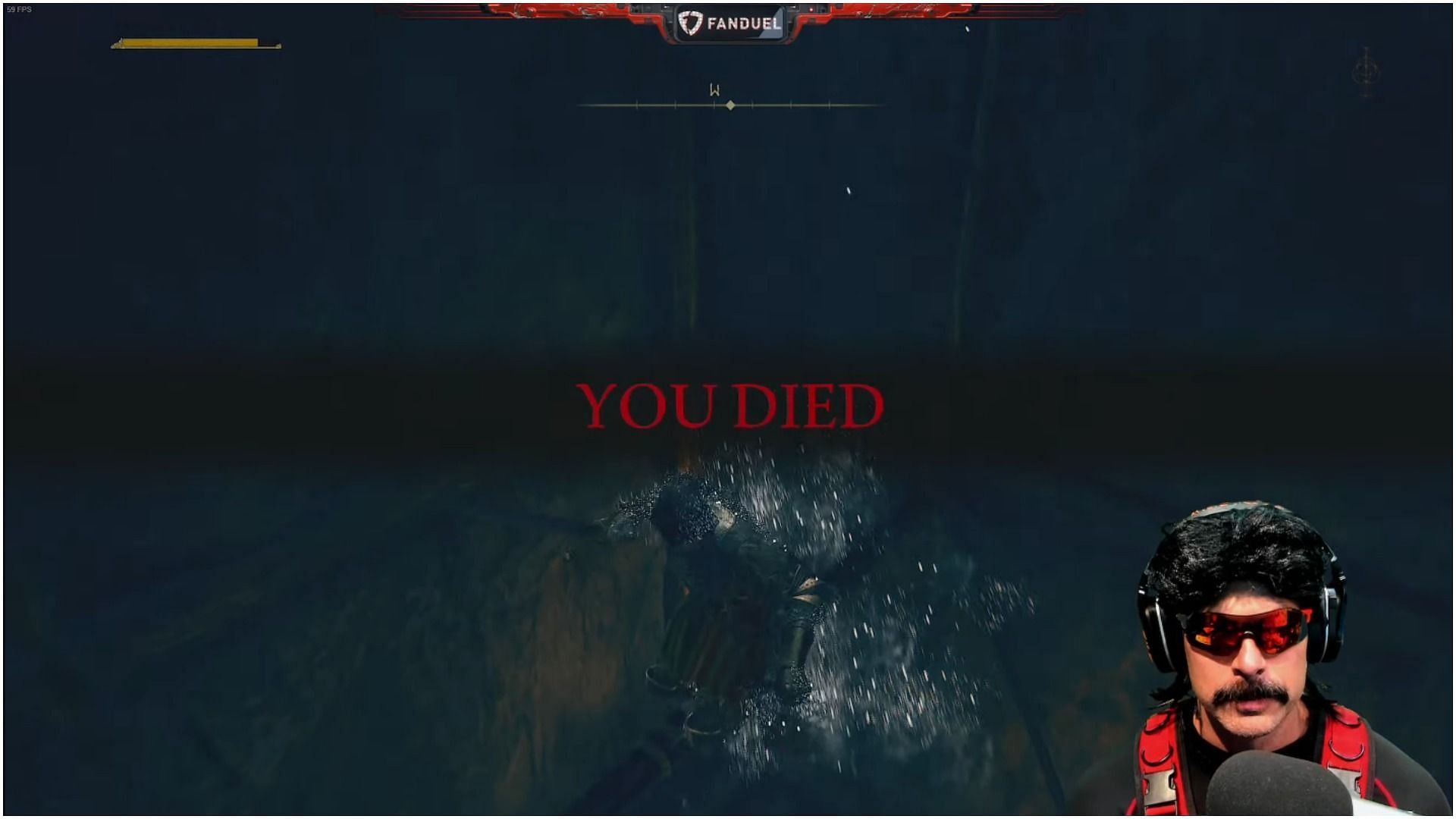 Dr DisRespect hilariously dies in Elden Ring immediately after praising the game (Image via YouTube/DrDisRespect)