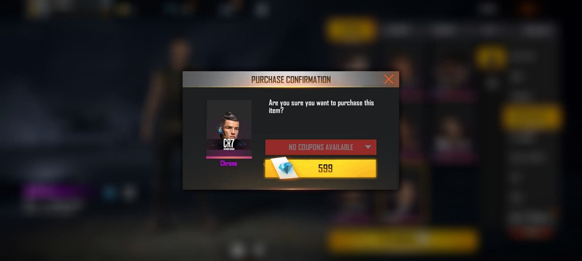 The purchase can finally be completed to receive Chrono in Free Fire (Image via Garena)